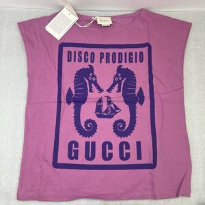New Authentic Gucci 552149 Girls Sleeveless T Shirt Sz 8 Dusty Lilac Italy